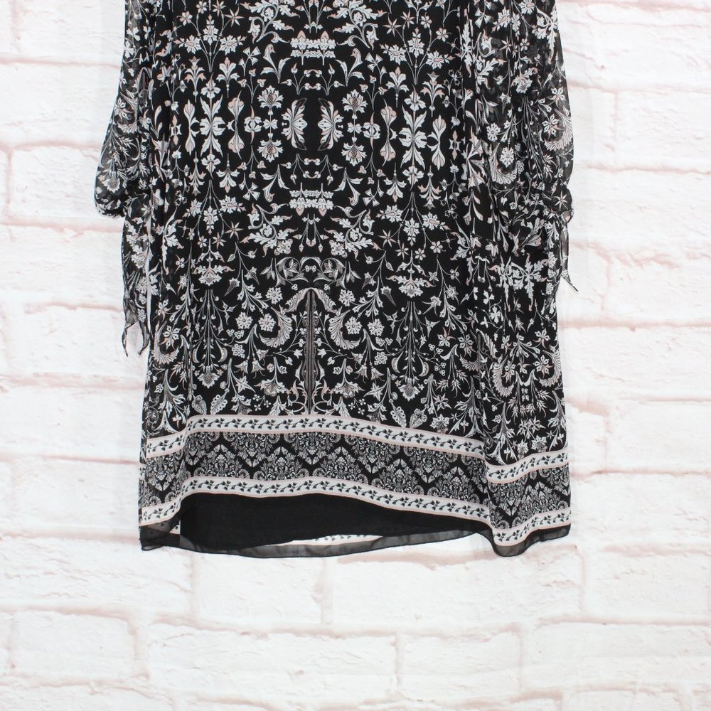 NEW Max Studio Black 100% Polyester Floral Cold Shoulder Sleeves Dress Size M - Picture 3 of 11